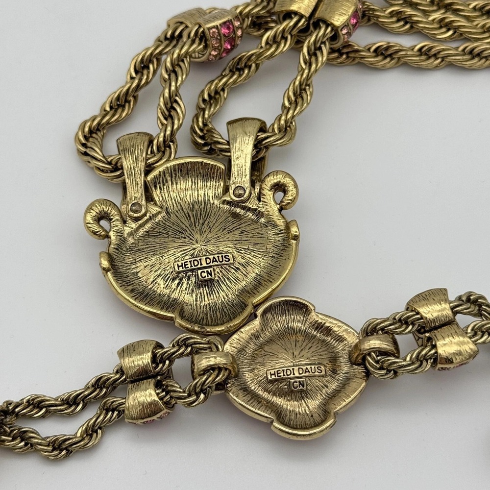 Heidi Daus Chain Of Events PINK Necklace Bracelet Jewelry Set OF 2 STUNNING! - Picture 5 of 7